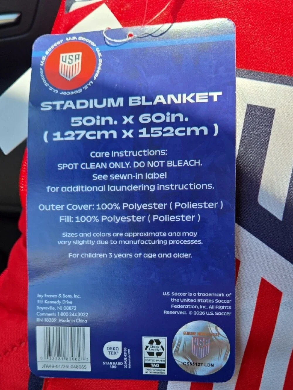 Team USA 🇺🇲 Red Soccer Stadium Blanket Tote - Men's Bag